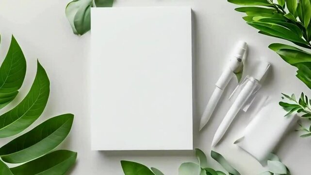 notebook with green leaves