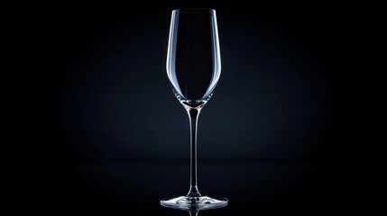 An exquisite empty champagne glass, highlighted against a dark background, ready for a toast, symbolizing celebration and joy