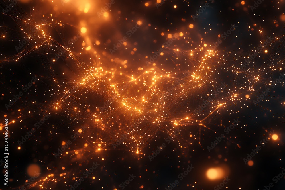 Poster Cosmic particles create a glowing abstract backdrop.