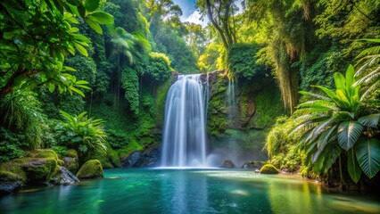 Fototapeta premium Tranquil waterfall in lush tropical setting