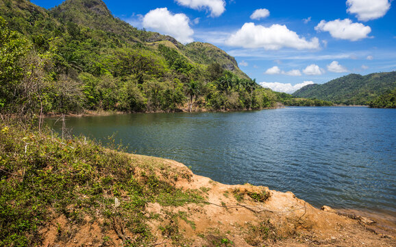 Hanabanilla Lake between the mountains in the Escambray - Cuba