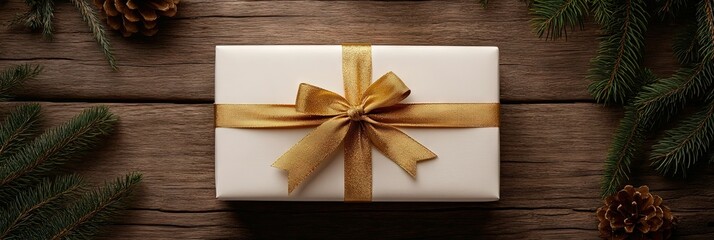 eco-friendly hand made box packaging on wooden table, eco Christmas holiday concept