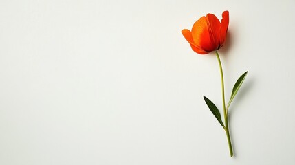 Obraz premium Vibrant Tulip Blossoming Against Plain Background