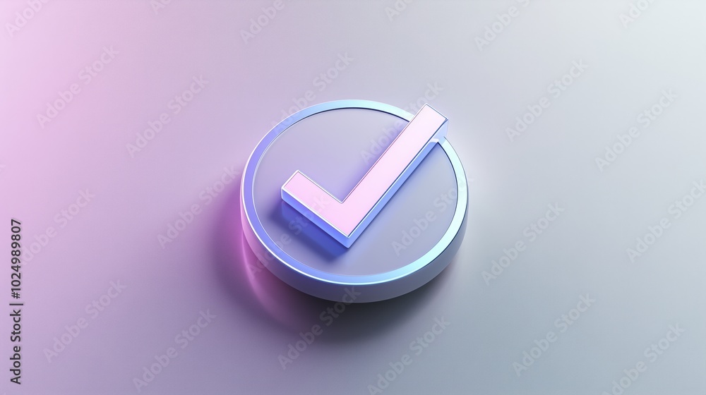 Poster minimalist checkmark icon on soft gradient background