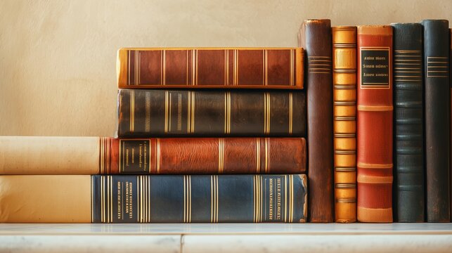 Stacked Law Books in Abstract Arrangement