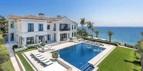 Fototapeta premium billionaire lifestyle with mansion and pool