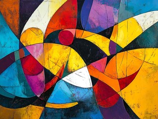 Fototapeta premium Vibrant abstract art composition with colorful geometric shapes.