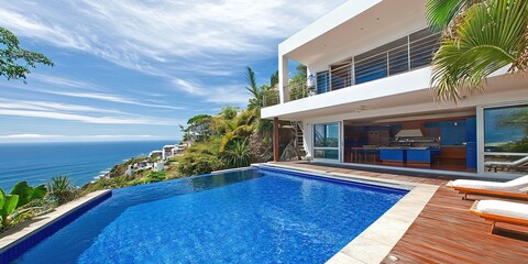 Fototapeta premium billionaire lifestyle with mansion and pool