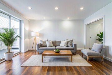 Bright living room with white wall
