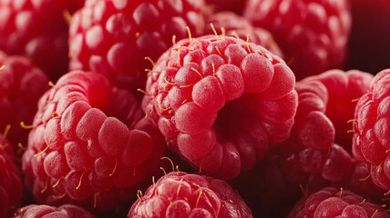Fresh, juicy raspberries are vibrant and delicious, perfect for desserts