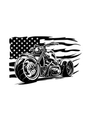 US Trike Bike | Trike Bike Owner | Motorcycle | Motorcycle Lover | US Flag | Trike Motorcycle | Big Bike | 3-wheels Bike | Original Illustration | Vector and Clipart | Cutfile and Stencil