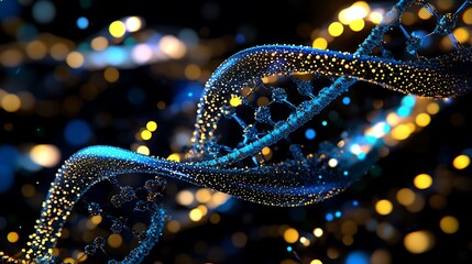 Obraz premium Abstract DNA Helix with Bokeh Lights
