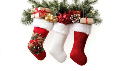 Gifts in a Christmas Stocking, AI generated illustration.