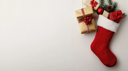 Gifts in a Christmas Stocking, AI generated illustration.