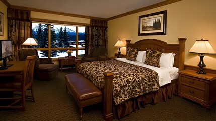 Cozy and Inviting Bedroom with Soft Lighting and Plush Bedding A Serene and Tranquil Retreat for Relaxation and Comfort