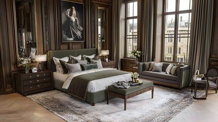 A cozy and inviting bedroom with soft warm lighting plush bedding and a serene calming atmosphere creating a comfortable and peaceful sanctuary for relaxation and rest