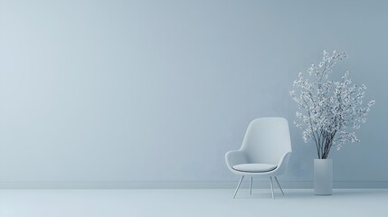 Tranquil contemporary bedroom with sleek minimalist furniture and a calming monochromatic color palette creating a harmonious and sophisticated living space