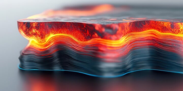 Doline separation process visualized in a 3D geological simulation, [doline , separation , process], [geological science], ,