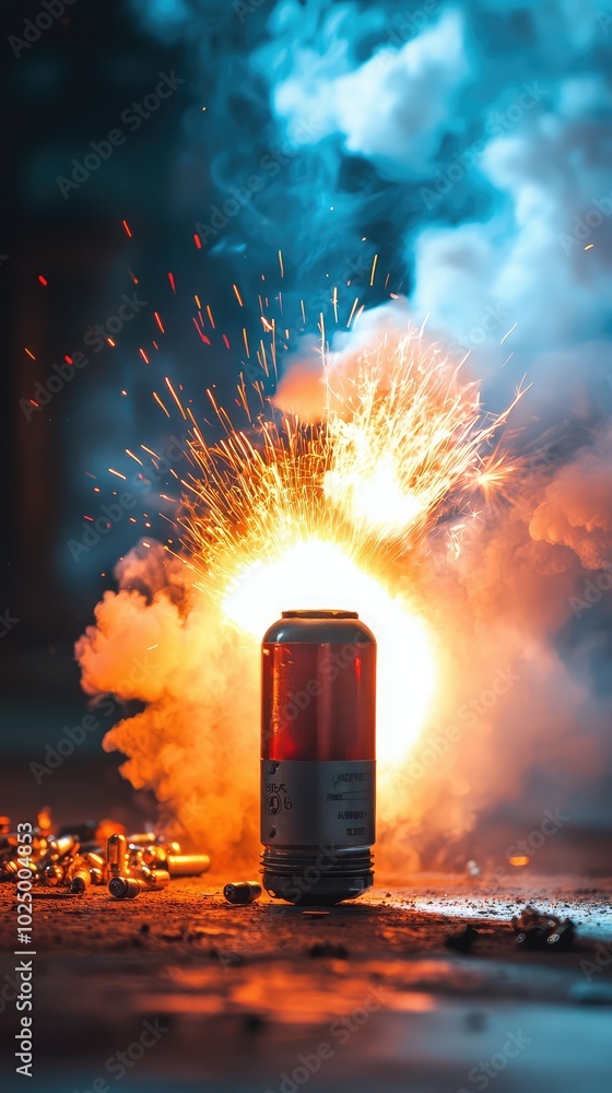 Poster explosive detonator close-up in action