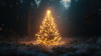 Naklejka premium Christmas Tree Light, AI generated illustration.