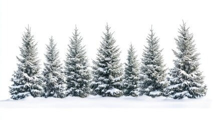 Obraz premium Isolated Winter Christmas Trees, AI generated illustration.