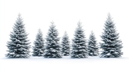 Fototapeta premium Isolated Winter Christmas Trees, AI generated illustration.