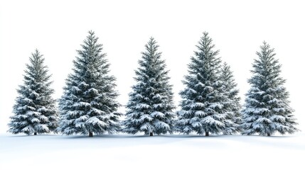 Fototapeta premium Isolated Winter Christmas Trees, AI generated illustration.