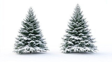 Fototapeta premium Isolated Winter Christmas Trees, AI generated illustration.