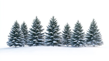 Fototapeta premium Isolated Winter Christmas Trees, AI generated illustration.