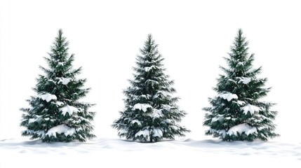Fototapeta premium Isolated Winter Christmas Trees, AI generated illustration.