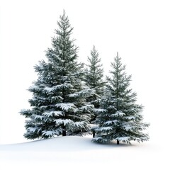 Obraz premium Isolated Winter Christmas Trees, AI generated illustration.