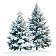 Obraz premium Isolated Winter Christmas Trees, AI generated illustration.