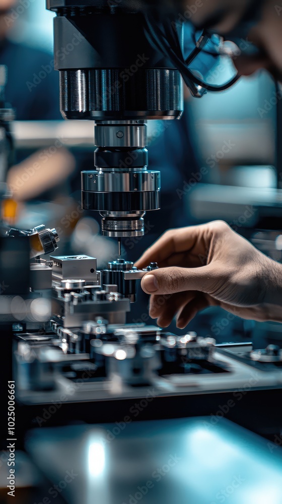 Poster close-up of mechanical engineer assembling components