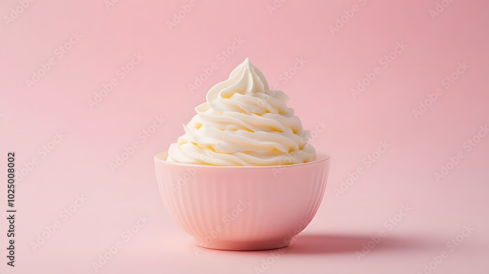 Poster 4. a serene composition of a bowl of sour cream centered on a calming pastel background, allowing fo