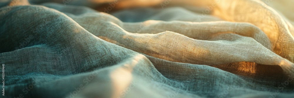 Poster linen tablecloth in breeze, textured fabric dancing softly in the wind, evoking a sense of calm and 