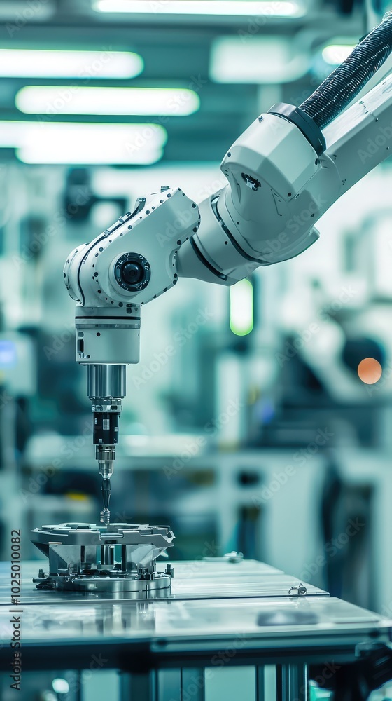Poster robotic arm working in engineering lab environment