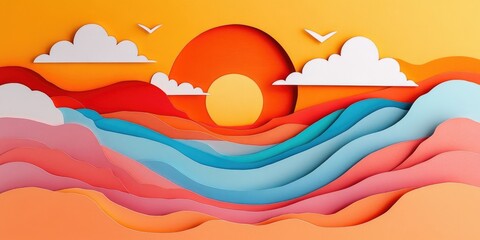 A stunning sky painted with vibrant orange hues, Colorful sunset sky with orange tones