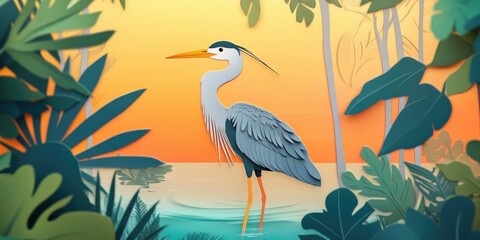 Grey Heron in a natural setting, showcasing its distinctive features and elegant posture, Grey Heron displaying unique characteristics and graceful stance in natural habitat