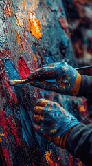 Colorful Gloves on a Creative Artist's Hands