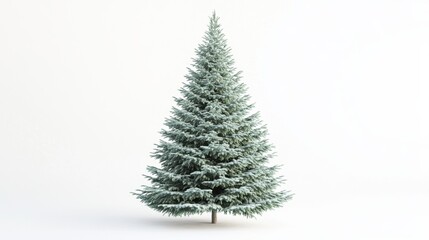 Obraz premium Tall and lush green fir tree isolated on a white background, perfect for a natural or Christmas-themed visual