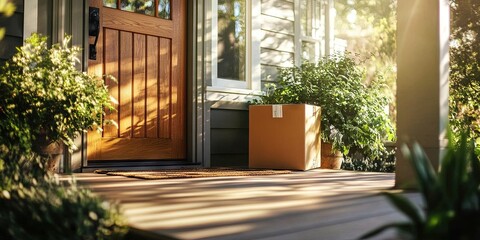 shipping boxes on front porch, 