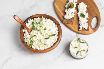 cottage cheese, ricotta with herbs, dairy products, healthy eating, fitness food