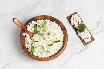 cottage cheese, ricotta with herbs, dairy products, healthy eating, fitness food