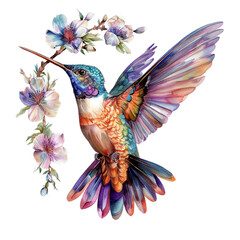 Fototapeta premium hummingbird and flowers