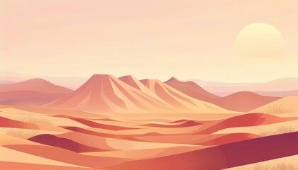 Fototapeta premium A Sunset Over a Desert Landscape with Rounded Mountains