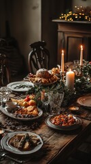 Elegant Traditional European Christmas Dinner Table Setup