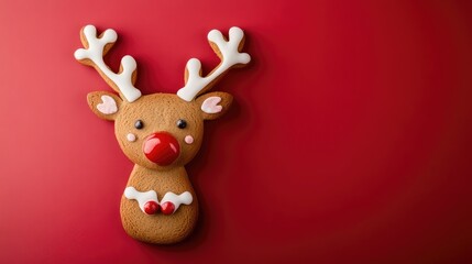Naklejka premium Gingerbread reindeer with candy antlers. AI generated illustration.