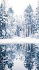 Serene Winter Scene with Snow-Covered Trees
