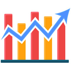 Business Growth Chart Icon with Rising Arrow