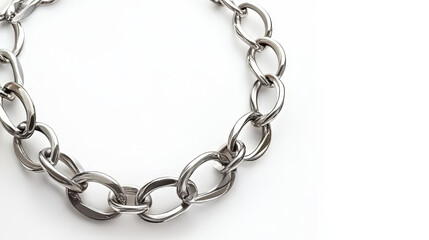 Silver necklace isolated on white background